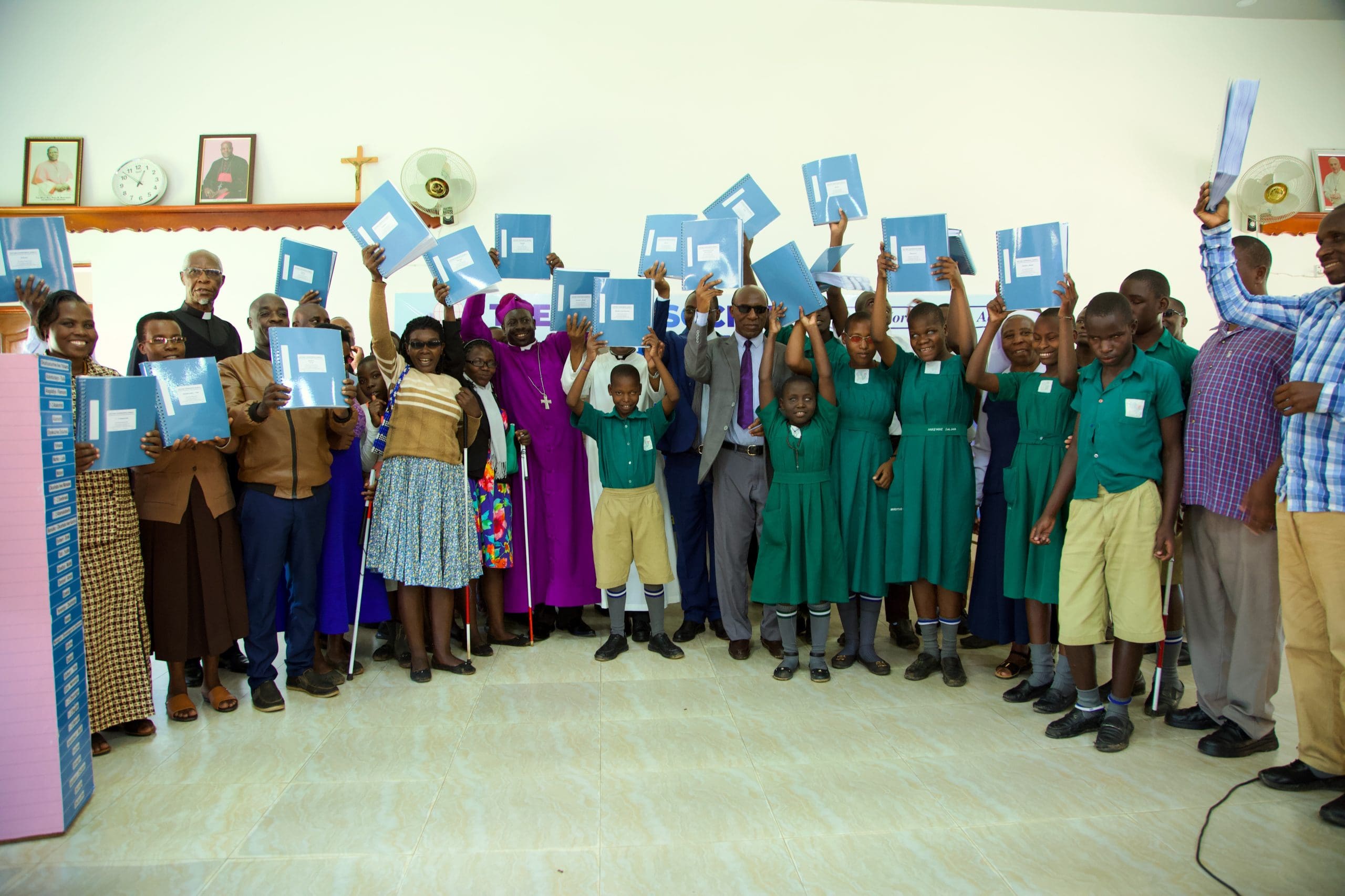 Church leaders, Beneficiaries and The General Secretary Launching the Braille Bible in Mbarara city.