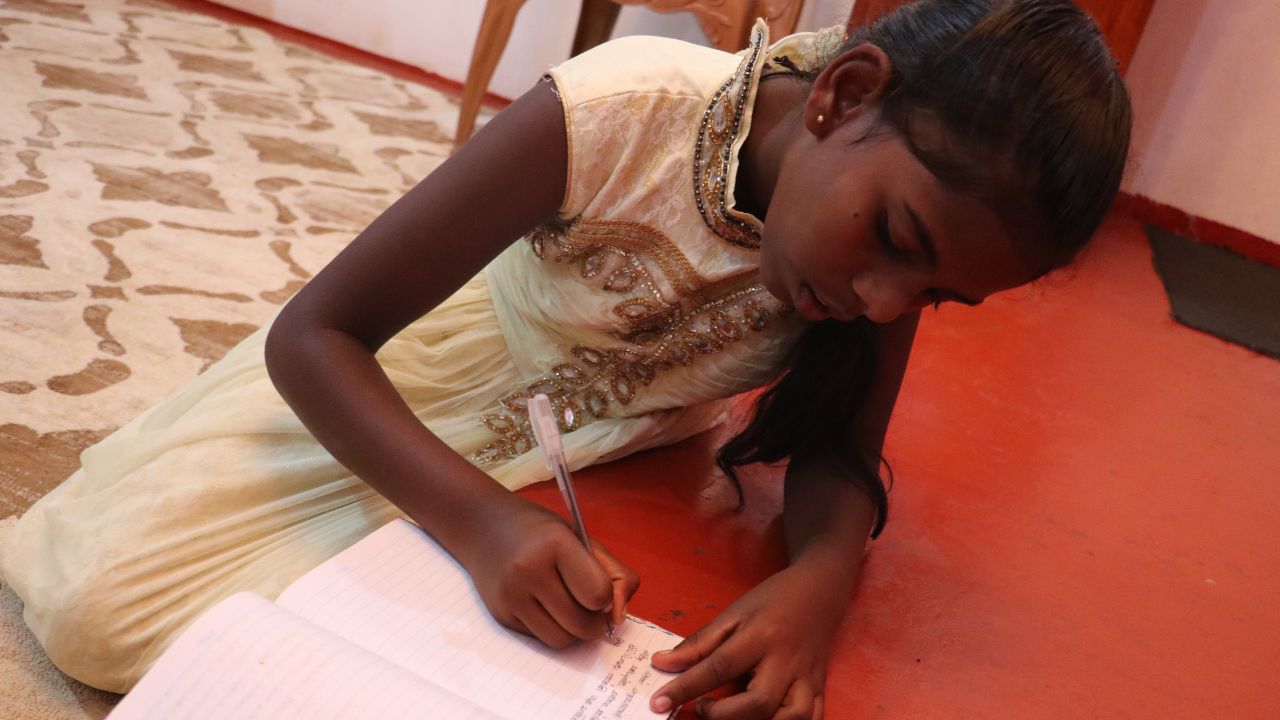 Sadunika, a grade 7 student, at a Bible Society literacy class in Sri Lanka